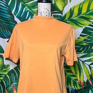 Y2k Lands’ End M 10/12 Halloween Orange Mock Neck Fall Sweatshirt Slim Top